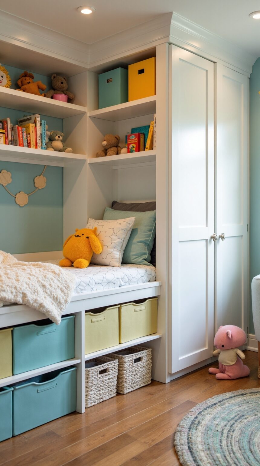 Tidy organised kid's bedroom with storage